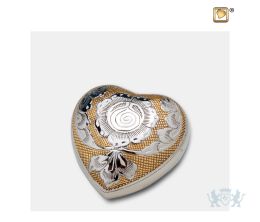 Elegant Floral Heart Keepsake Urn Pol Silver