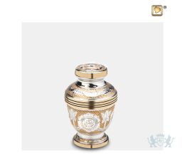 Elegant Floral Keepsake Urn Pol Silver