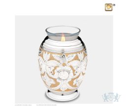 Elegant Floral Tealight Urn Pol Silver