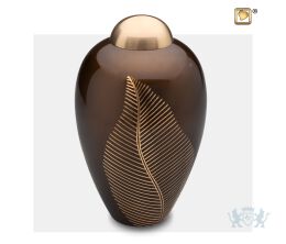 Elegant Leaf Adult Urn Bronze and Bru Gold