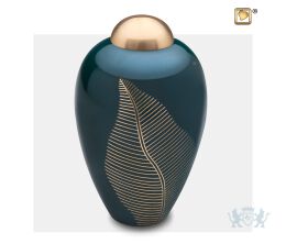 Elegant Leaf Adult Urn Green and Bru Gold