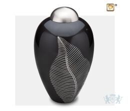 Elegant Leaf Adult Urn Midnight and Bru Pewter