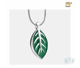 Elegant Leaf Ashes Pendant Pearl Green and Pol Silver