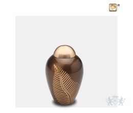 Elegant Leaf Keepsake Urn Bronze and Bru Gold