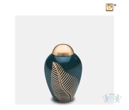 Elegant Leaf Keepsake Urn Green and Bru Gold