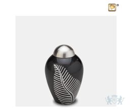 Elegant Leaf Keepsake Urn Midnight and Bru Pewter