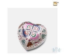 Floral Heart Keepsake Urn Pol Silver