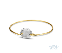 Geel gouden armband met in zilver gegoten vingerafdruk