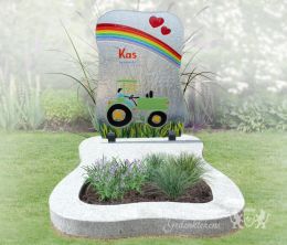 Glazen grafmonument met kindertekening