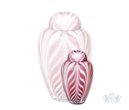 Glazen mini urn in roze en wit