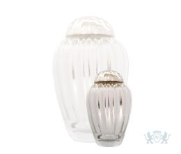 Glazen mini urn met witte strepen