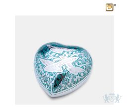 Going Home Heart Keepsake Urn Blue and Pol Silver