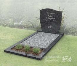 Golfkop grafsteen met bloemstrook