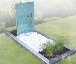 Grafmonument van glas en RVS