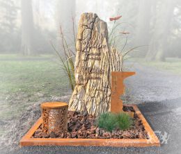 Grafmonument versteend hout cortenstaal