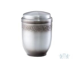 Grijze aluminium urn met decoratie