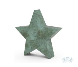 Groen gepatineerde bronzen urn stervorm