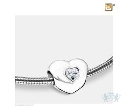 Heart to Heart Ashes Bead Pol Silver w/Zirconia