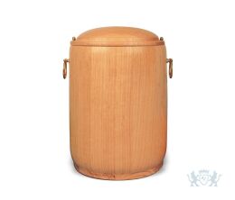 Houten urn met handvaten