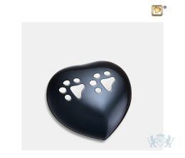 Keepsake Double Paw Heart Pet Urn Midnight and Bru Pewter