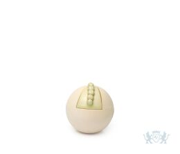 Keramische beige bolvormige urn met citroengroen element | 0.1L