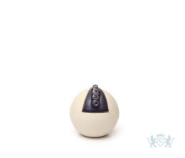Keramische beige bolvormige urn met paars element | 0.1L