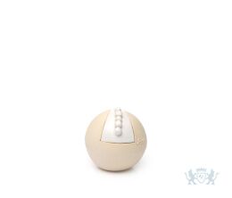 Keramische beige bolvormige urn met wit element | 0.1L