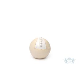 Keramische beige bolvormige urn met wit element | 0.1L
