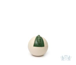 Keramische bolvormige urn beige met groenkleurige element | 0.1L