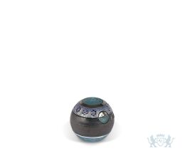 Keramische dierenurn antraciet/blauwe bol 0.1L