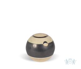 Keramische dierenurn antraciet/crèmewitte bol 0.25L