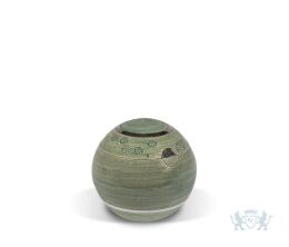 Keramische dierenurn groen/grijze bol 0.25L