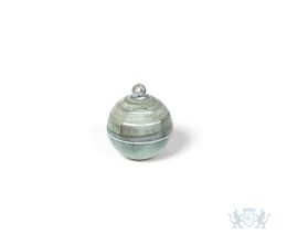 Keramische mini urn zeeblauw bol met decoratie 0.1L
