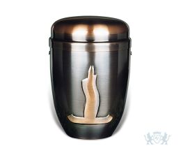 Koperen urn met kunstenaars decoratie