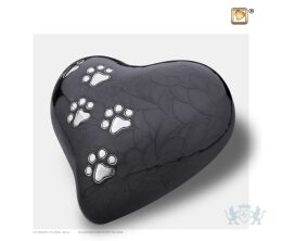 Large Heart Pet Urn Pearl Midnight and Bru Pewter