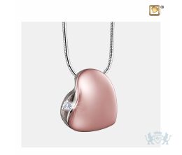 Leaning Heart Ashes Pendant Pol RoseGold Vermeil w/Zirconia