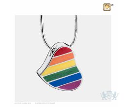 Leaning Heart Pride Rainbow Ashes Pendant Pol Silver