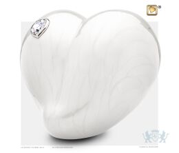 LoveHeart Adult Urn Pearl White and Pol Silver w/Swarovski® 