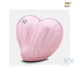 LoveHeart Child Urn Pearl Pink and Pol Silver w/Swarovski® 