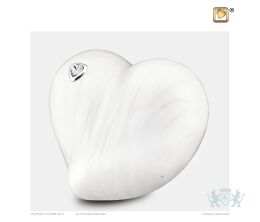 LoveHeart Child Urn Pearl White and Pol Silver w/Swarovski® 