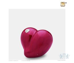 LoveHeart Keepsake Urn Pearl Red and Pol Silver w/Swarovski® 