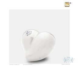 LoveHeart Keepsake Urn Pearl White and Pol Silver w/Swarovski