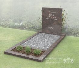 Moderne budget grafsteen met bloemstrook