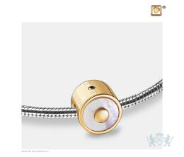 Mother of Pearl Ashes Bead Pol Gold Vermeil