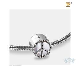 Peace Mother of Pearl Ashes Bead Pol Silver