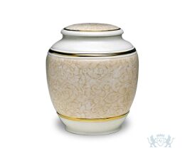 Porseleinen urn met beige decoratie