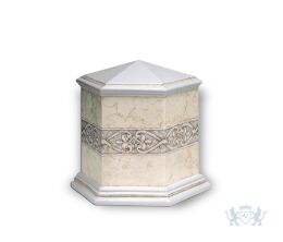 Porseleinen urn met grijze decoratie