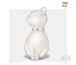 PrincessCat Pet Urn Pearl White and Bru Pewter w/Swarovski® 