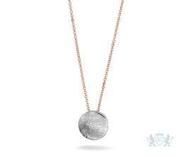 Rose gouden collier met in zilver gegoten vingerafdruk