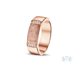 Rose gouden ring met vingerafdruk en diamanten